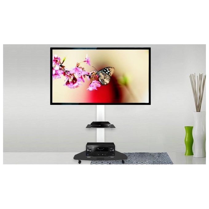 Techly Supporto a Pavimento con Mensola Trolley Tv Lcd-Led-Plasma 37-70'' Bianco