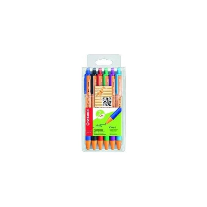 Penna a sfera Ecosostenibile - STABILO pointball - 79% Plastica Riciclata - Astuccio da 6 - Colori assortiti