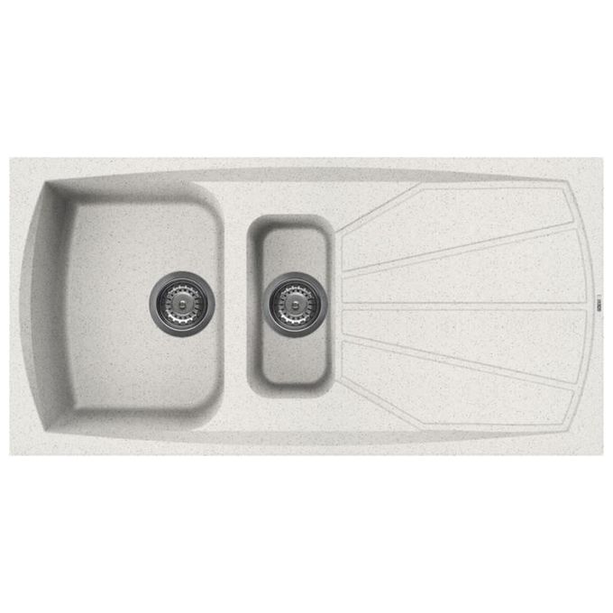 Elleci LGL47552 Living 475 Lavello Granitek gocciolatoio reversibile 2 Vasche 100 cm Bianco
