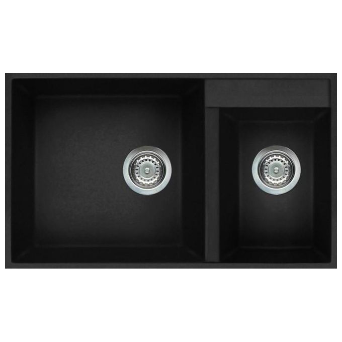Elleci LGQ44040BSO Quadra 440 Lavello Granitek 2 Vasche 74 cm Nero