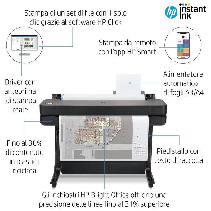 HP Designjet T630 36-in Printer Stampante Grandi Formati