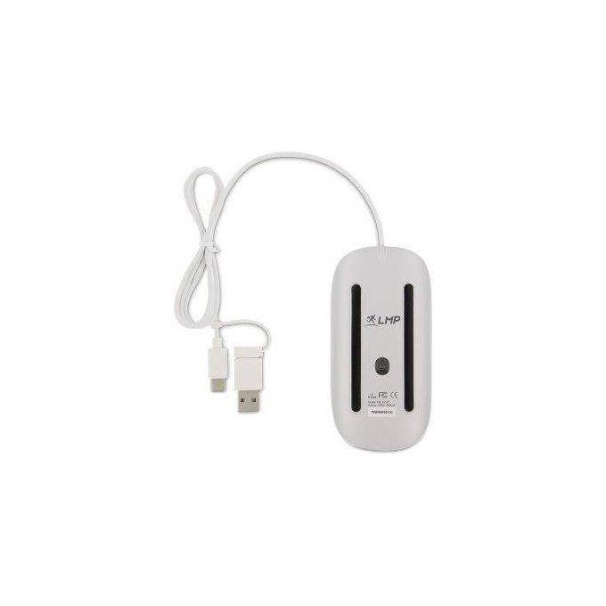 LMP Easy Mouse USB-C con 2 Pulsanti e Rotella Finitura Bianco e Alluminio Argento