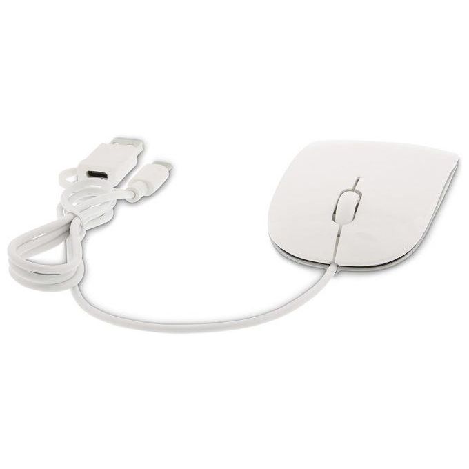 LMP Easy Mouse USB-C con 2 Pulsanti e Rotella Finitura Bianco e Alluminio Argento