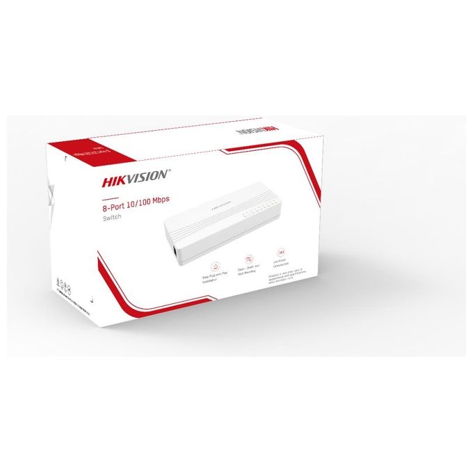 Hikvision Digital Technology Ds-3e0108d-e Switch di Rete Fast Ethernet 10-100 Bianco