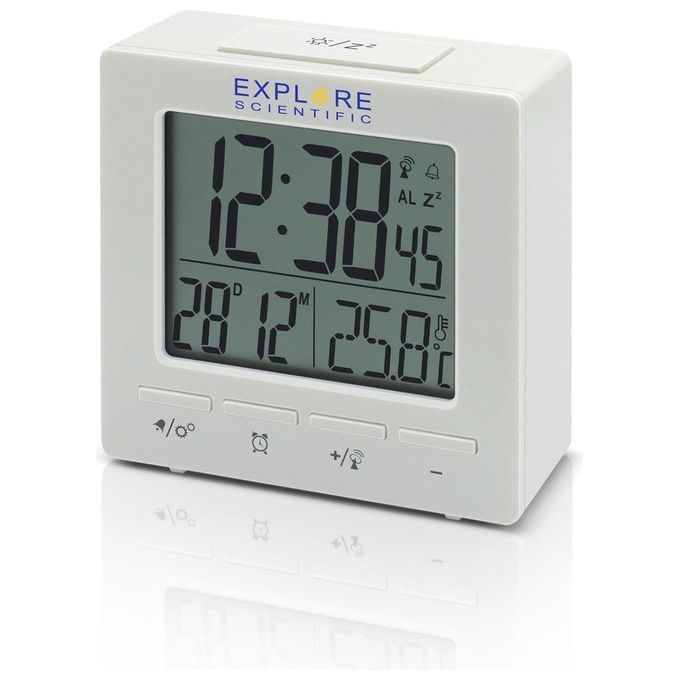 Explore Rdc-1005 Orologio Sveglia Radiocontrollato Temperatura Calendario Doppio Allarme Bianco