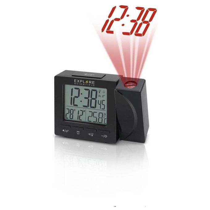 Explore Rdp-1001 Orologio Sveglia Radiocontrollato Calendario Proiezione Temperatura Nero