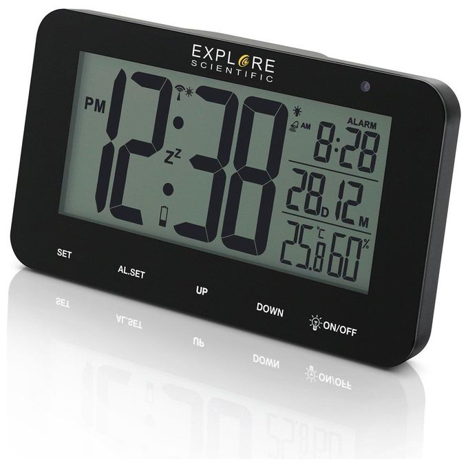 Explore Rdc-1004 Orologio Sveglia Radiocontrollato Calendario Temperatura-Umidita' Interna Nero