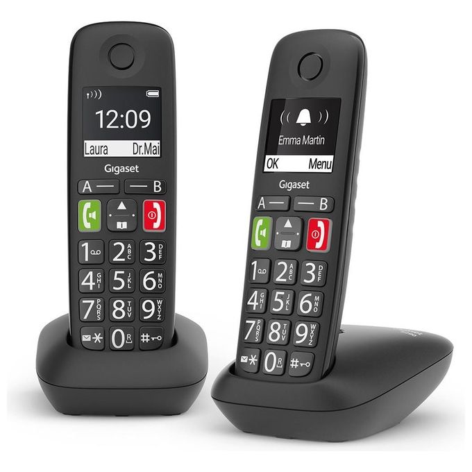 Gigaset E290 Duo Coppia Cordless DECT-GAP Senior Display 2'' Vivavoce Rubrica Nero