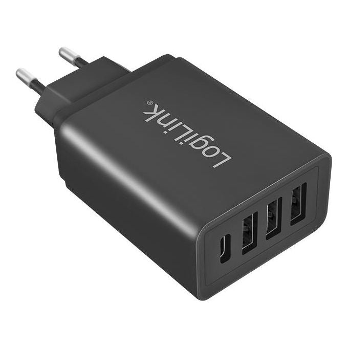 Logilink Caricabatterie Usb con 3 Porte Usb A e una Porta Usb-C 27 Watt
