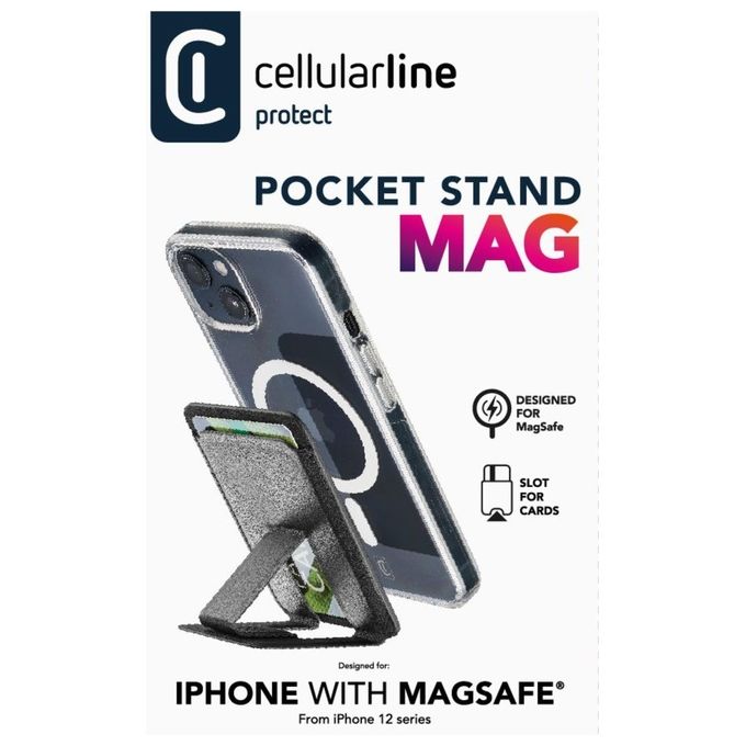 Cellular Line Pocket Stand Mag Portacarte magnetico con funzione stand compatibile con MagSafe