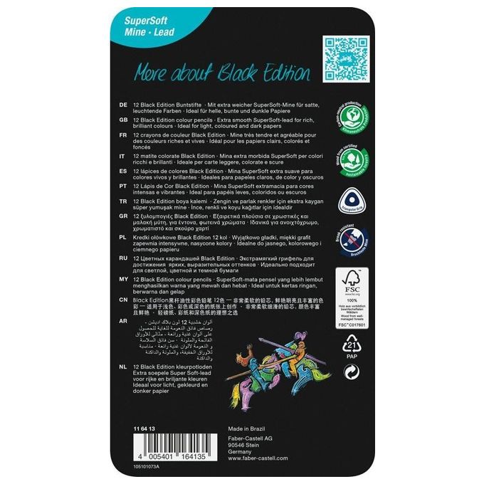 Faber Castell 12 Matite Colorate Blackedition