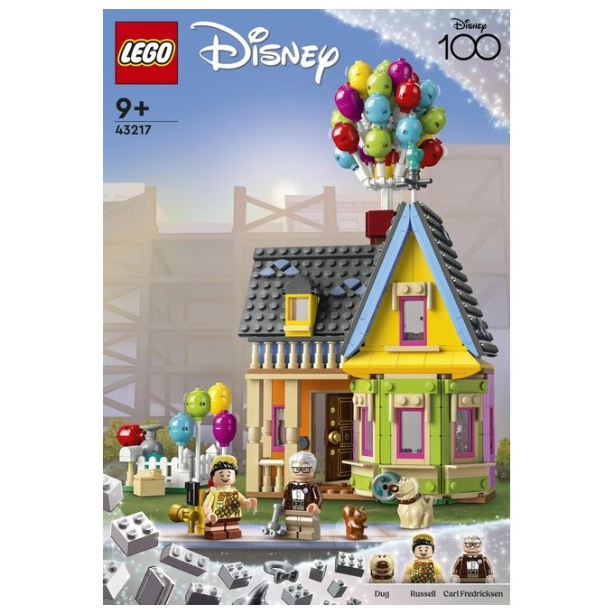 LEGO Disney e Pixar 43217 Casa di “Up'', Modellino con Palloncini e Figure di Carl, Russell e Dug, Set Disney 100° Anniversario