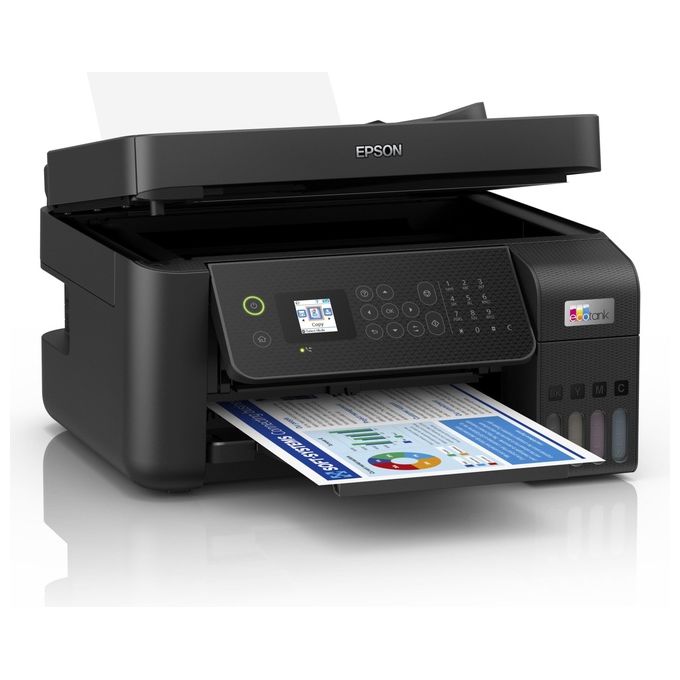 [ComeNuovo] Epson EcoTank ET-4800 stampante A4 (stampa, copia, scansione, fax) ADF, display LCD 3.7cm, USB, Wi-Fi, Wi-Fi Direct, Ethernet, Epson Smart Panel, AirPrint, serbatoi flaconi alta capacita', Nero