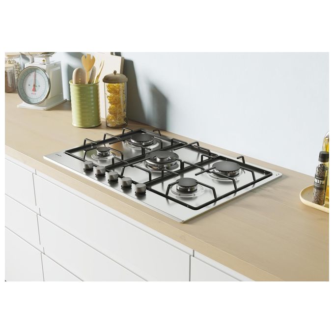 Candy CHW74WX – Piano cottura a gas 5 zone, (75 cm), Acciaio Inox