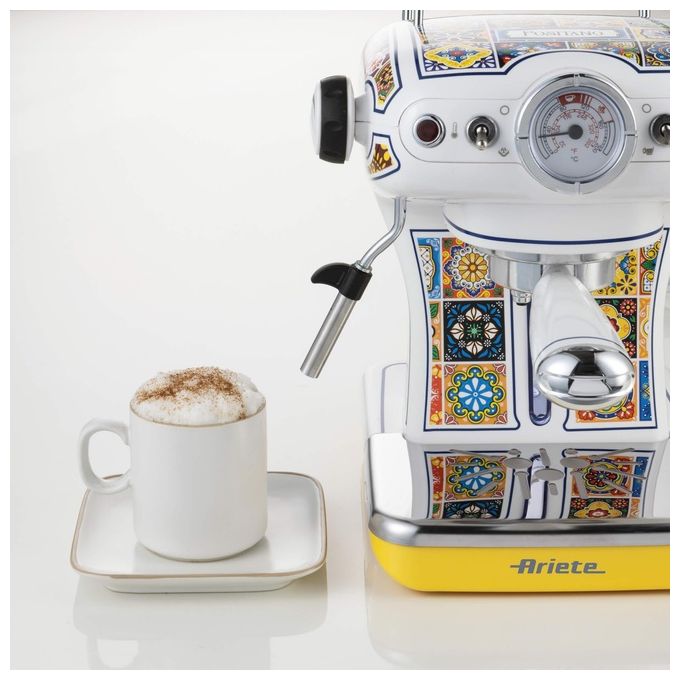 Ariete 00M13891PAR0 Macchina Caffe' Cialde e Caffé Macinato in Polvere Espresso Manuale con Erogatore di Vapore 1 o 2 Tazze Estetica Positano