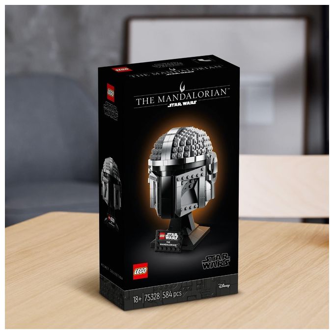 LEGO Star Wars 75328 Casco del Mandaloriano, Elmo da Collezione, Regalo per Adulti da Esposizione di Guerre Stellari