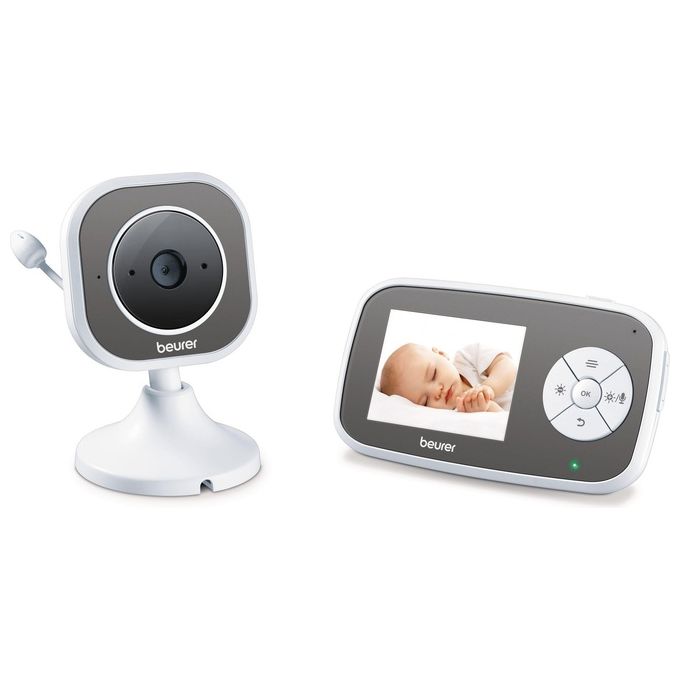 Beurer 95261 Babyphone video BY 110 con display LCD 2,8 pollici portata fino a 300 m 21 canali ECO+ visione notturna colore Bianco
