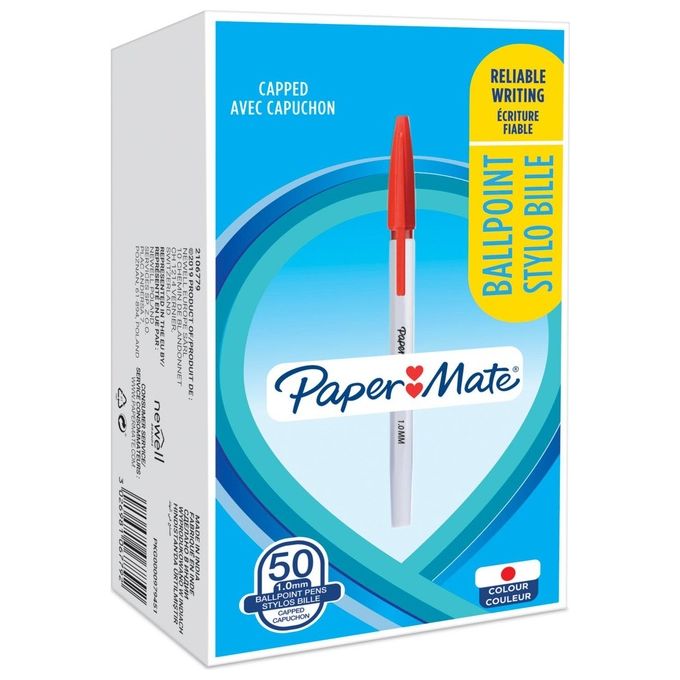 Papermate Confezione 50 Papermate 045 Penna a Sfera 1mm Rossa
