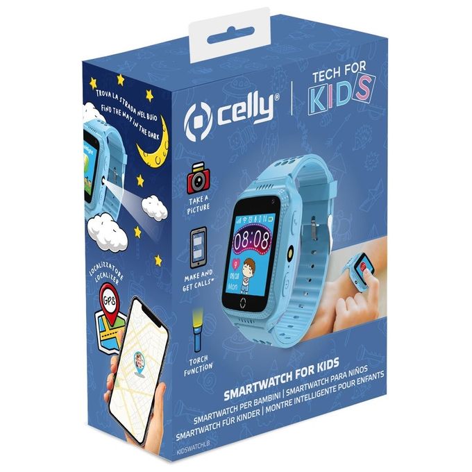 Celly Smartwatch per Bambini Telefonate Messaggi localizzazione GPS Azzurro