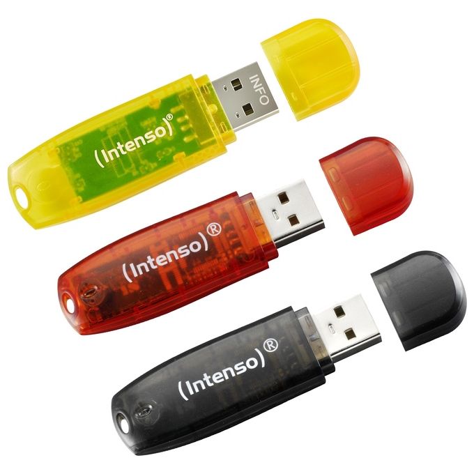 Intenso 3502483 Rainbow 3x32GB Unita' Flash USB USB 2.0 Velocita' Lettura 28 MB-s Scrittura 6,5 MB-s colore Giallo Rosso Nero
