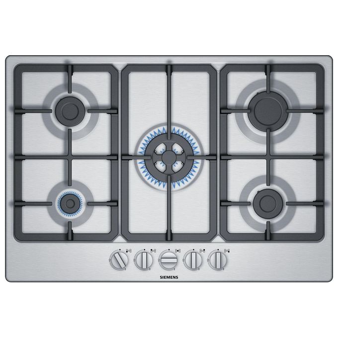 Siemens EG7B5QB90 Linea iQ300 Piano Cottura a Gas 5 Zone Griglie in ghisa 75cm Acciaio Inossidabile