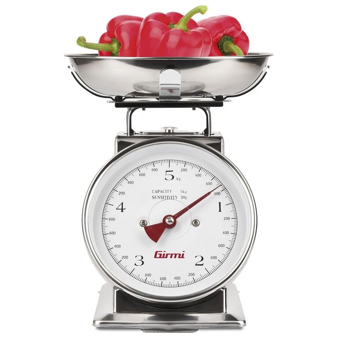 Girmi PS90 Bilancia Meccanica da Cucina 5kg Acciaio Inox