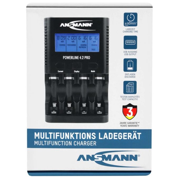 Ansmann Caricabatterie per 4 Batterie AA-AAA NiMH
