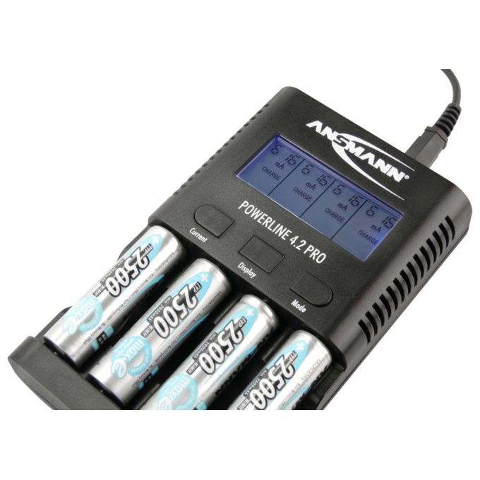 Ansmann Caricabatterie per 4 Batterie AA-AAA NiMH