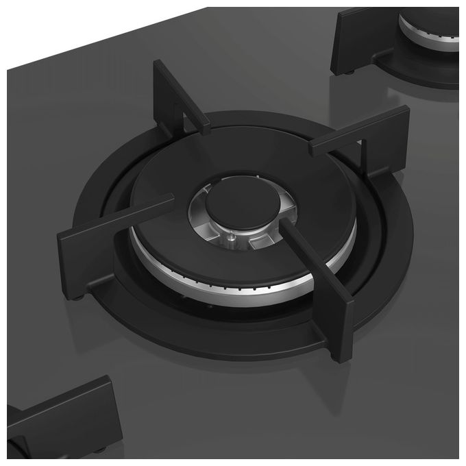 Beko HILW75222SZG Piano Cottura a Gas in Vetroceramica 5 Fuochi 1 Bruciatore Wok Griglia in Ghisa 75 cm Grigio Pietra