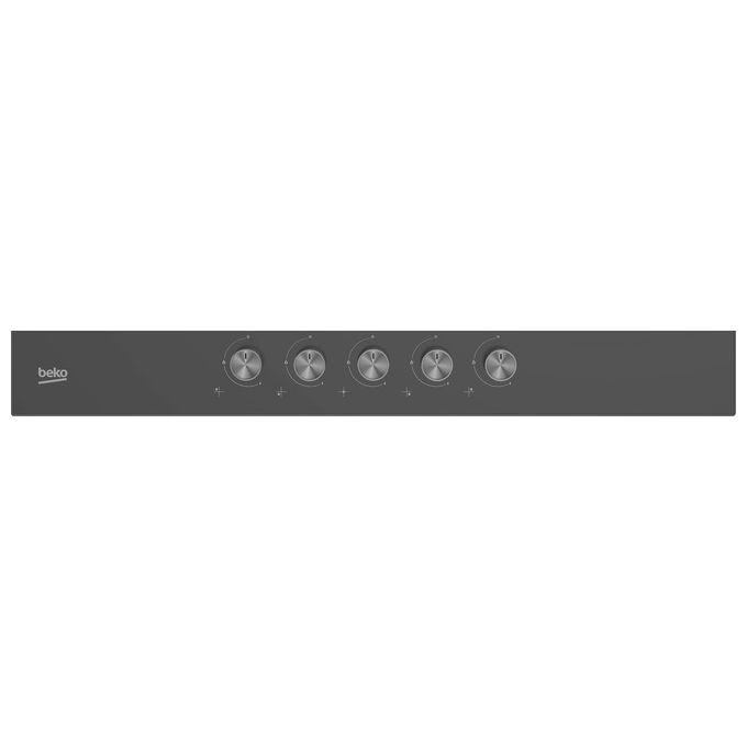 Beko HILW75222SZG Piano Cottura a Gas in Vetroceramica 5 Fuochi 1 Bruciatore Wok Griglia in Ghisa 75 cm Grigio Pietra