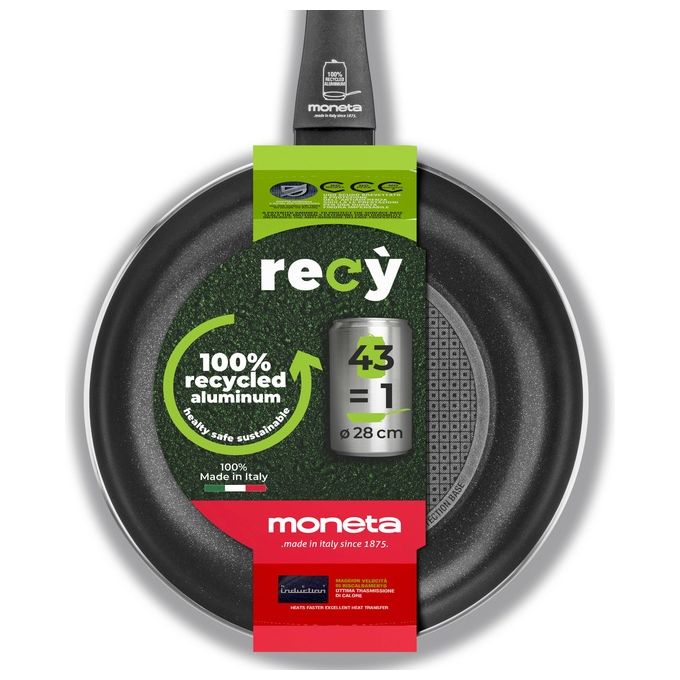 Moneta Recy Padella 30cm Alluminio 100% Riciclato Nero