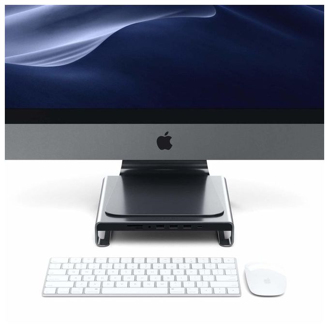 Satechi Stand in Alluminio Tipo C iMac con Porta Trasferimento Dati Usb-C Usb 3.0 Slot Schede Micro-SD e Jack Audio