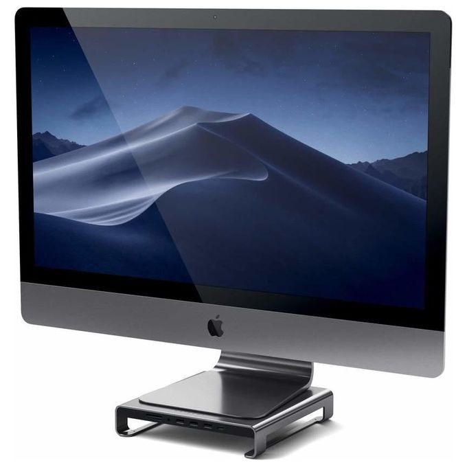 Satechi Stand in Alluminio Tipo C iMac con Porta Trasferimento Dati Usb-C Usb 3.0 Slot Schede Micro-SD e Jack Audio