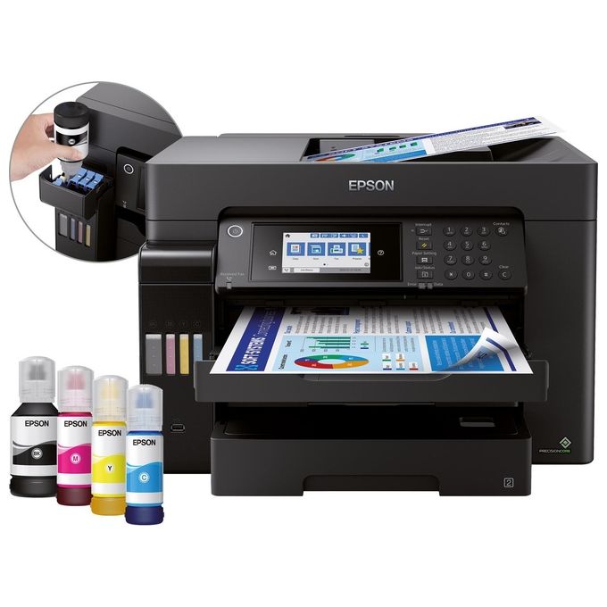 Epson EcoTank ET-16600 Stampante Multifunzione Colore Ink-Jet A3 Plus Usb 2.0 LAN Wi-Fi(n) Host USB Nero