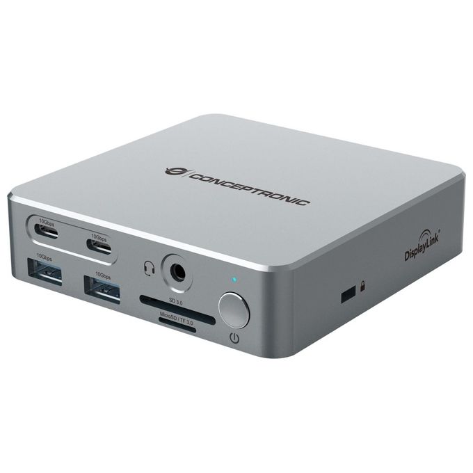 Conceptronic DONN25G Replicatore di Porte e Docking Station per Laptop Cablato Usb 3.2 Gen 2 (3.1 Gen 2) Type-c Argento