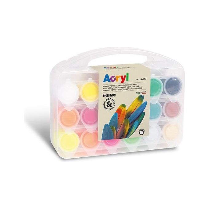 Primo Confezione 18 Colori Acrilici e 2 Cartelli Telati