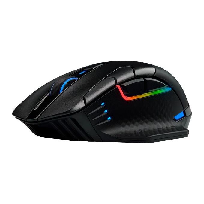 Corsair Dark Core RGB PRO, Mouse Gaming Wireless-Con Filo, Sensore Ottico da 18.000 DPI, Tecnologia Slipstream, Otto Pulsanti Programmabili, Illuminazione Dinamica Multicolore RGB, Nero