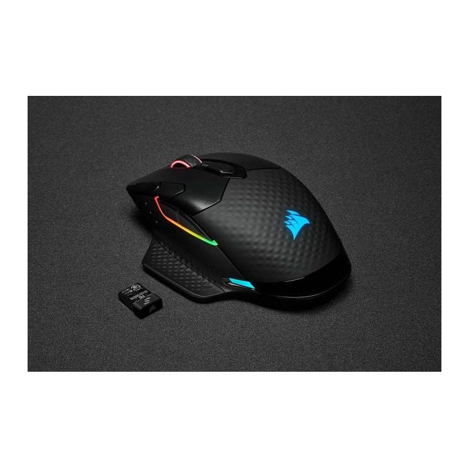 Corsair Dark Core RGB PRO, Mouse Gaming Wireless-Con Filo, Sensore Ottico da 18.000 DPI, Tecnologia Slipstream, Otto Pulsanti Programmabili, Illuminazione Dinamica Multicolore RGB, Nero
