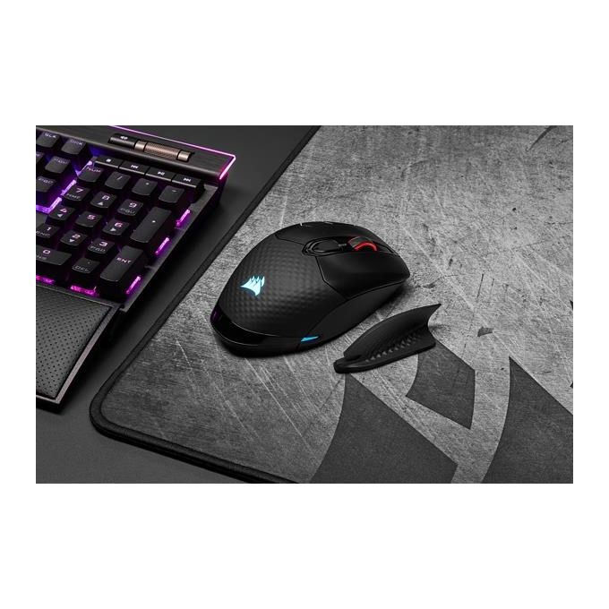 Corsair Dark Core RGB PRO, Mouse Gaming Wireless-Con Filo, Sensore Ottico da 18.000 DPI, Tecnologia Slipstream, Otto Pulsanti Programmabili, Illuminazione Dinamica Multicolore RGB, Nero