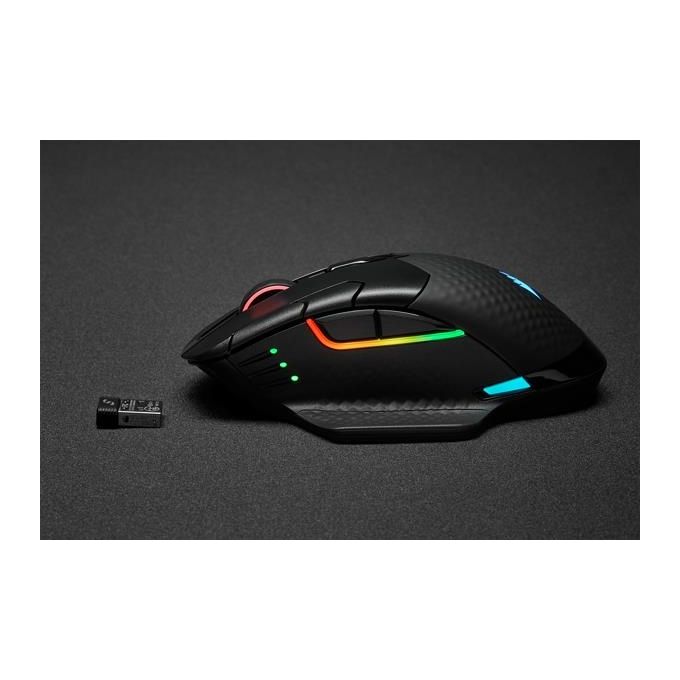 Corsair Dark Core RGB PRO, Mouse Gaming Wireless-Con Filo, Sensore Ottico da 18.000 DPI, Tecnologia Slipstream, Otto Pulsanti Programmabili, Illuminazione Dinamica Multicolore RGB, Nero