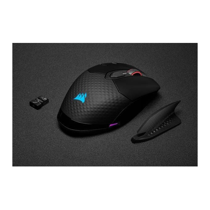 Corsair Dark Core RGB PRO, Mouse Gaming Wireless-Con Filo, Sensore Ottico da 18.000 DPI, Tecnologia Slipstream, Otto Pulsanti Programmabili, Illuminazione Dinamica Multicolore RGB, Nero