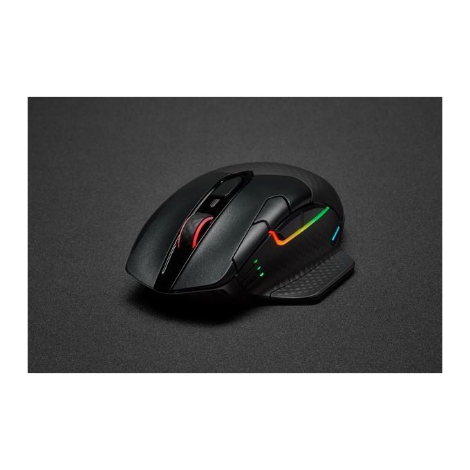 Corsair Dark Core RGB PRO, Mouse Gaming Wireless-Con Filo, Sensore Ottico da 18.000 DPI, Tecnologia Slipstream, Otto Pulsanti Programmabili, Illuminazione Dinamica Multicolore RGB, Nero