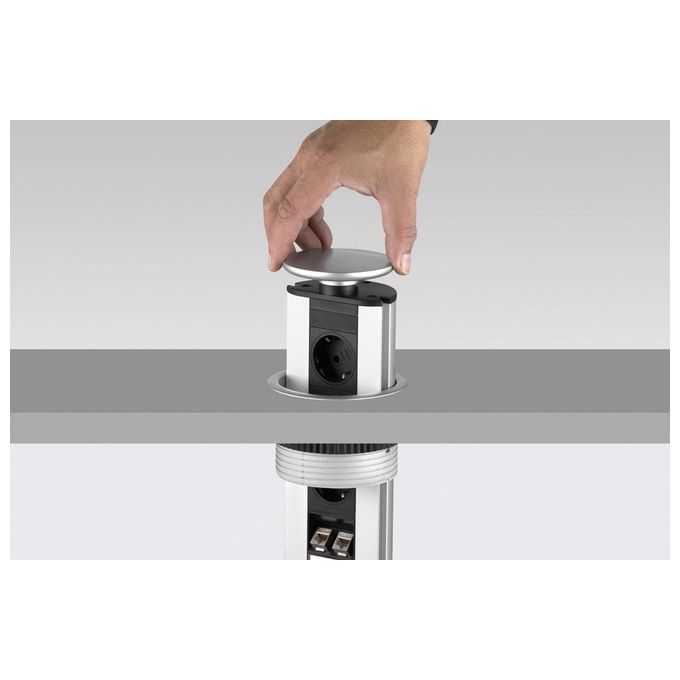 EVOline 1593 1000 0600 Port Cuisine Torretta Portaprese 3 Prese Schuko 2,5 m 16 A colore Grigio Argento