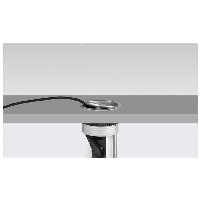 EVOline 1593 1002 1600 Port Torretta da Incasso a Scomparsa 3 Prese Schuko 16A Cavo 3 m colore Nero Acciaio Inox