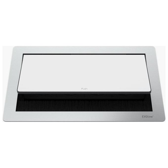 EVOline 1593 7000 2700 FlipTop Push M prolunga multipla con 4 prese AC girevoli lunghezza cavo 3 m colore Nero Acciaio inox