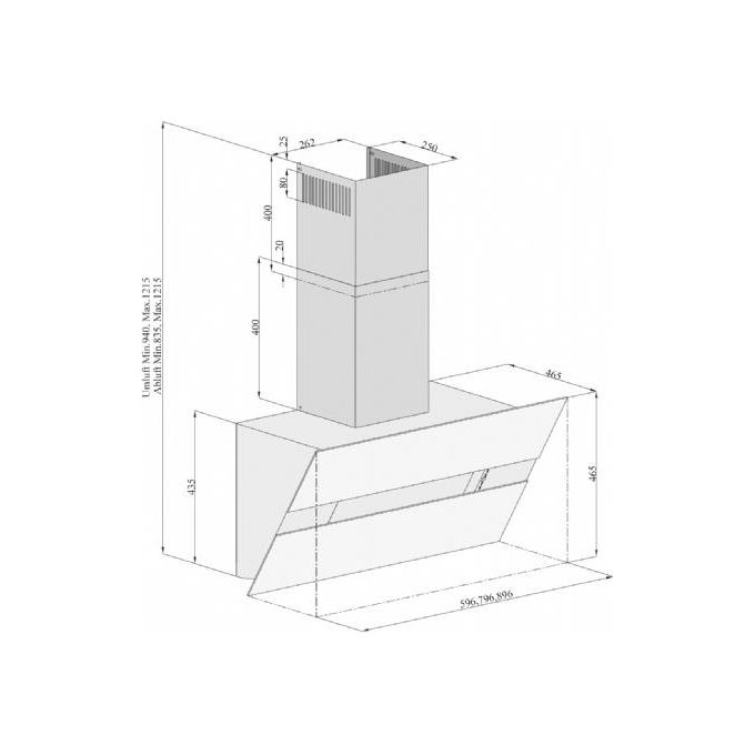 Silverline 3374.9 Cappa a Parete Aspirante Touch controllo Classe energetica B 3 velocita' Portata 500m³-h 89.6 cm Nero-Acciaio Inossidabile