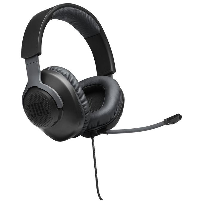 JBL Quantum 100 Cuffie Gaming Over Ear con Filo Headset da gioco con Microfono Boom Direzionale Rimovibile Compatibilita' su Ogni Piattaforma Colore Nero