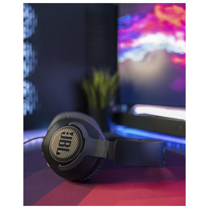 JBL Quantum 100 Cuffie Gaming Over Ear con Filo Headset da gioco con Microfono Boom Direzionale Rimovibile Compatibilita' su Ogni Piattaforma Colore Nero