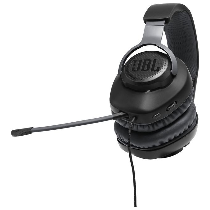 JBL Quantum 100 Cuffie Gaming Over Ear con Filo Headset da gioco con Microfono Boom Direzionale Rimovibile Compatibilita' su Ogni Piattaforma Colore Nero