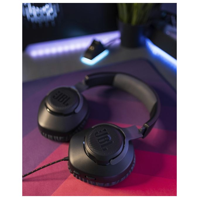 JBL Quantum 100 Cuffie Gaming Over Ear con Filo Headset da gioco con Microfono Boom Direzionale Rimovibile Compatibilita' su Ogni Piattaforma Colore Nero